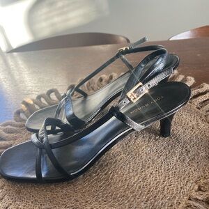 Tory Burch never worn black, strappy kitten heels. Size 8.5.
